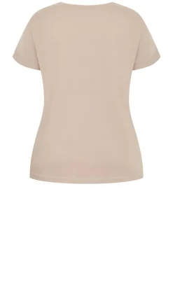 Cuffed Sleeve Bow Tee - stone