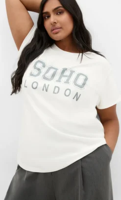 Cuffed Sleeve Soho Tee - white