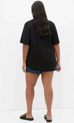 Curved Hem Grey Nightfall Tee - black