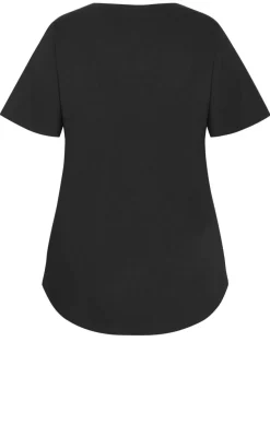 Curved Hem Grey Nightfall Tee - black