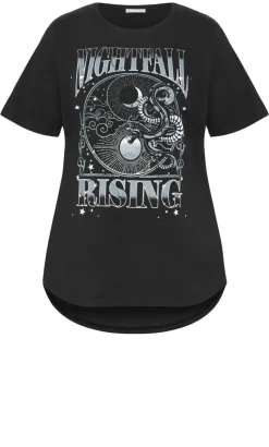 Curved Hem Grey Nightfall Tee - black