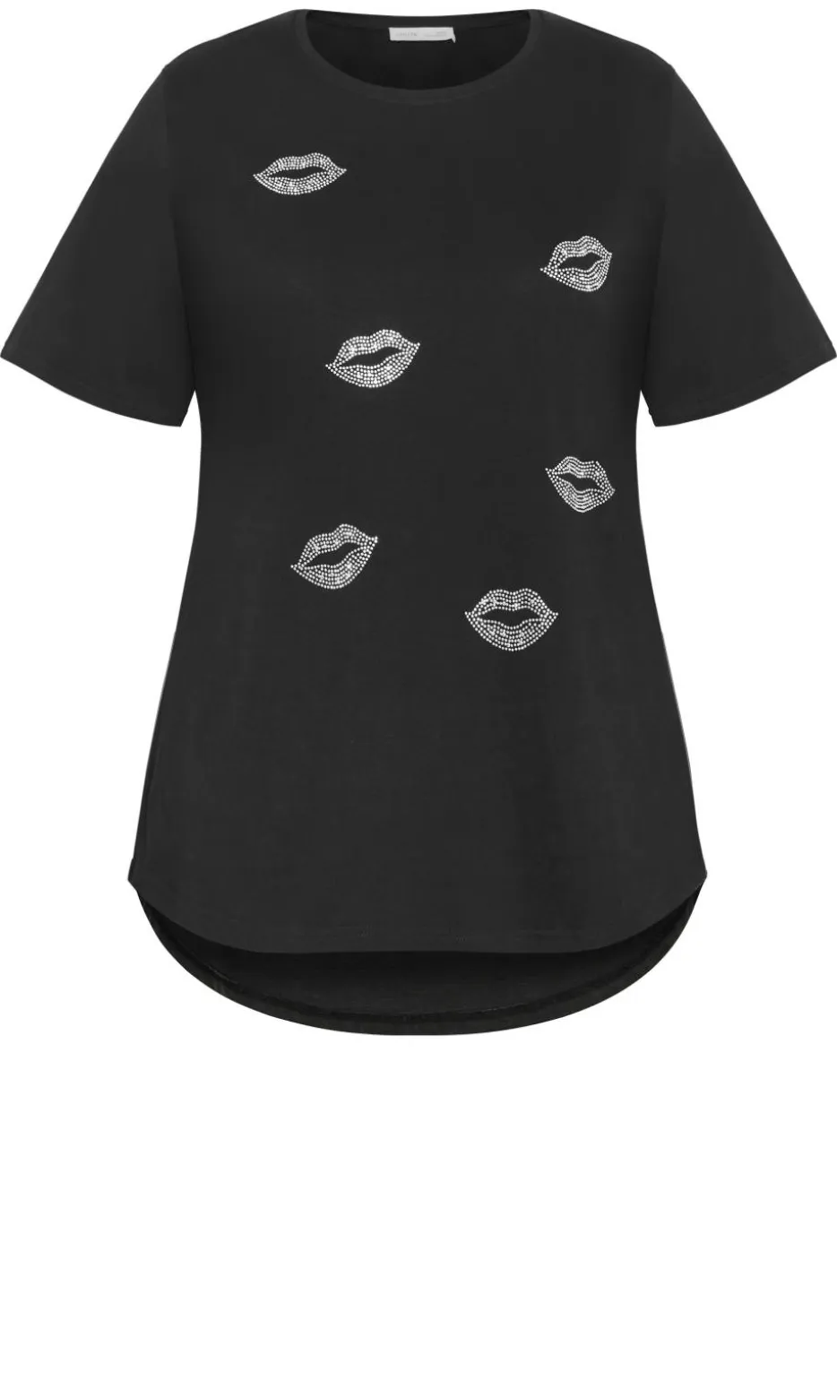Curved Hem Lip Tee - black