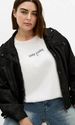 Curved Hem Soho Studio Cotton Tee - white