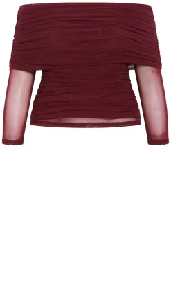 Dana Mesh Long Sleeve Top - dark cherry