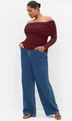 Dana Mesh Long Sleeve Top - dark cherry