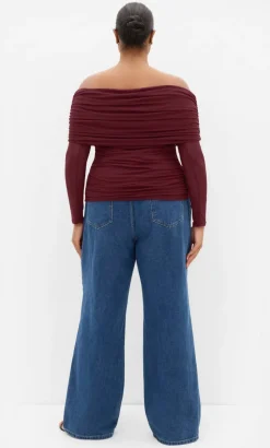 Dana Mesh Long Sleeve Top - dark cherry