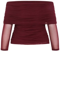 Dana Mesh Long Sleeve Top - dark cherry