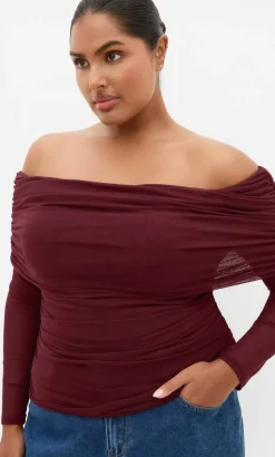 Dana Mesh Long Sleeve Top - dark cherry