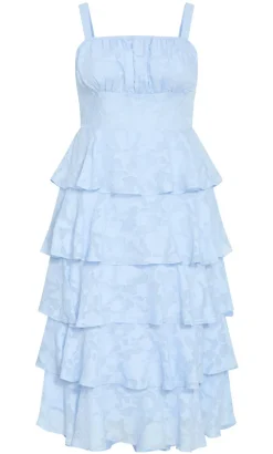 Daniela Ruffle Tier Dress - sky blue