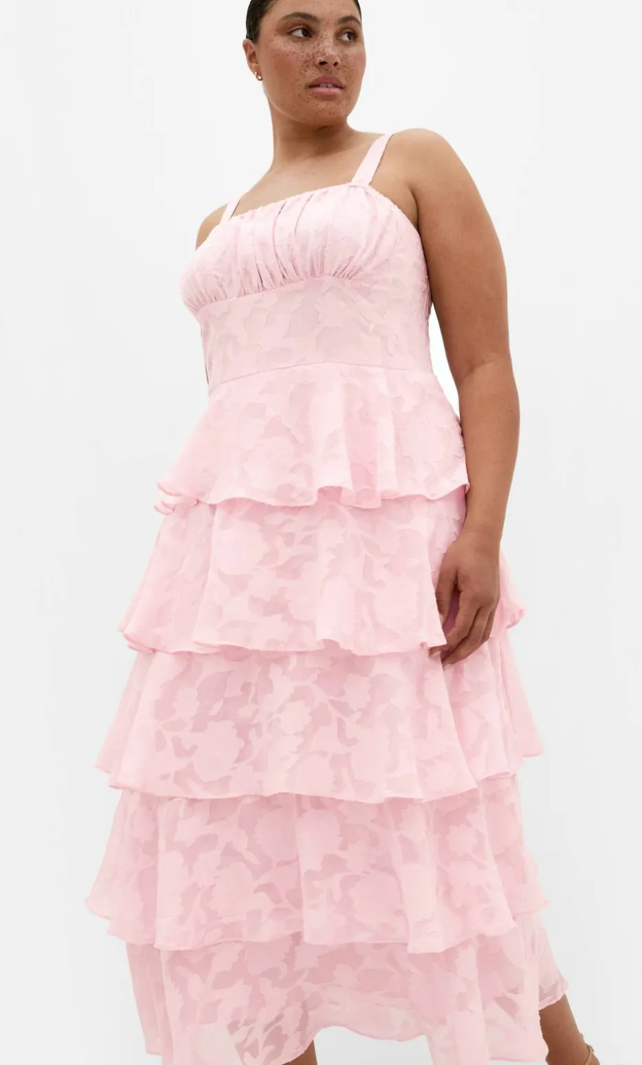 Daniela Ruffle Tier Dress - soft pink