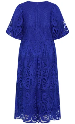 Dani Embroidered Midi Dress - ocean blue