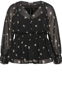 Dela Ditsy Print Top - black