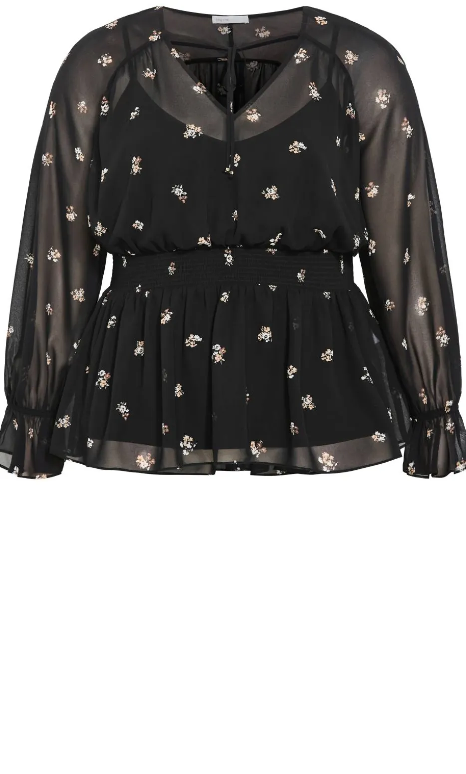 Dela Ditsy Print Top - black