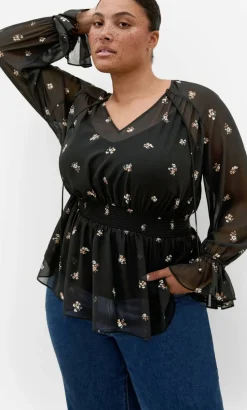 Dela Ditsy Print Top - black