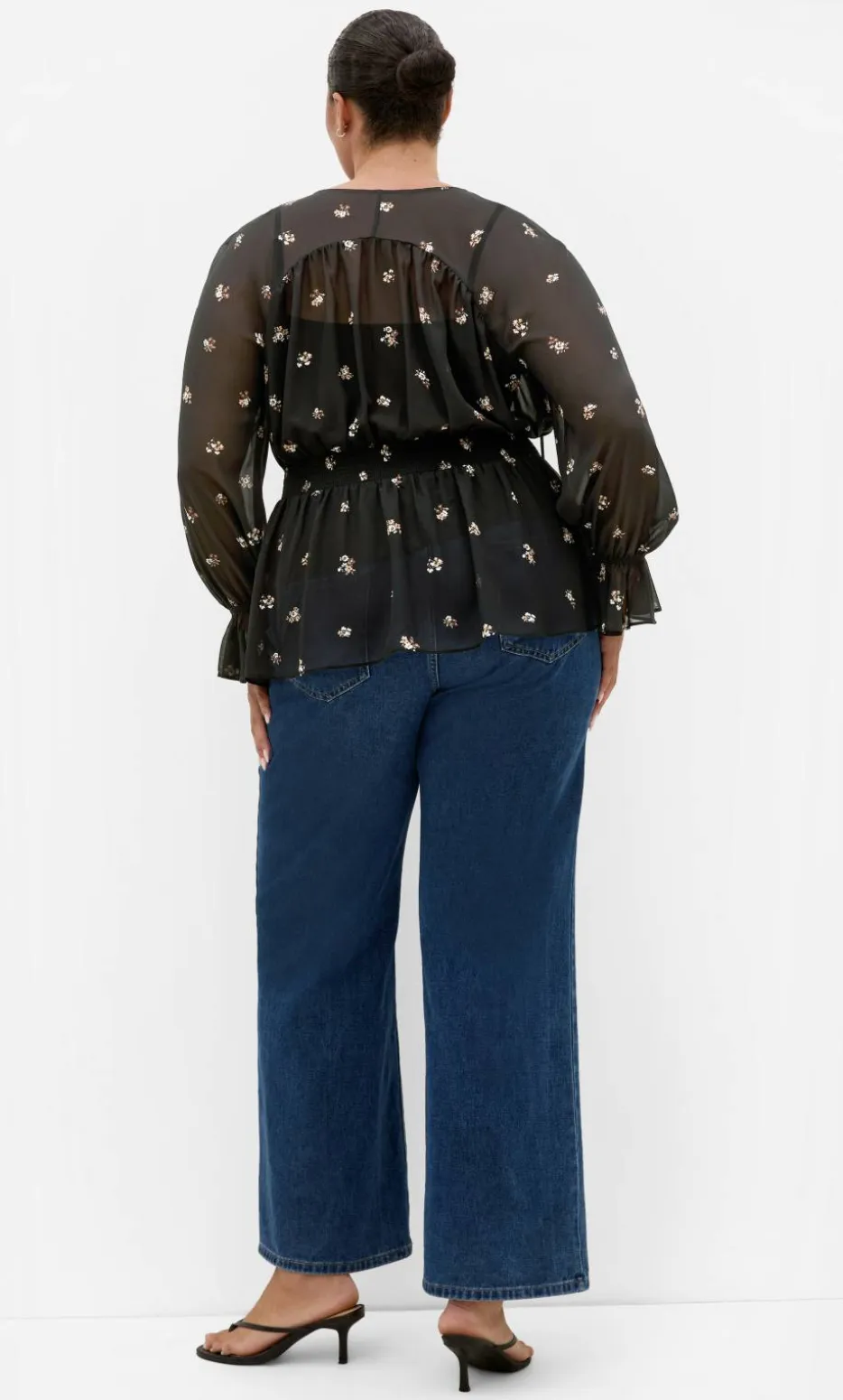 Dela Ditsy Print Top - black