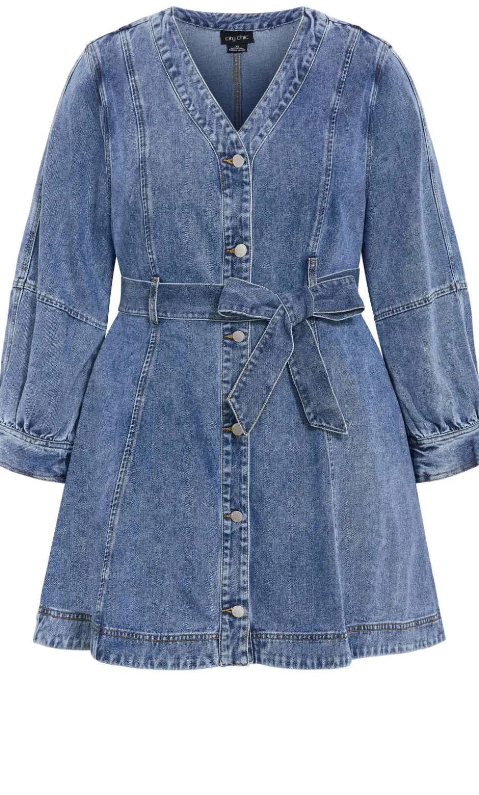 Demi Belted Denim Mini Dress - mid wash