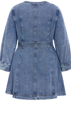 Demi Belted Denim Mini Dress - mid wash