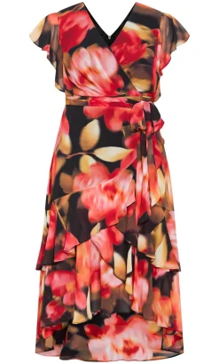 Demure Floral Maxi Dress - scarlet red