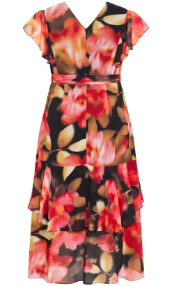 Demure Floral Maxi Dress - scarlet red