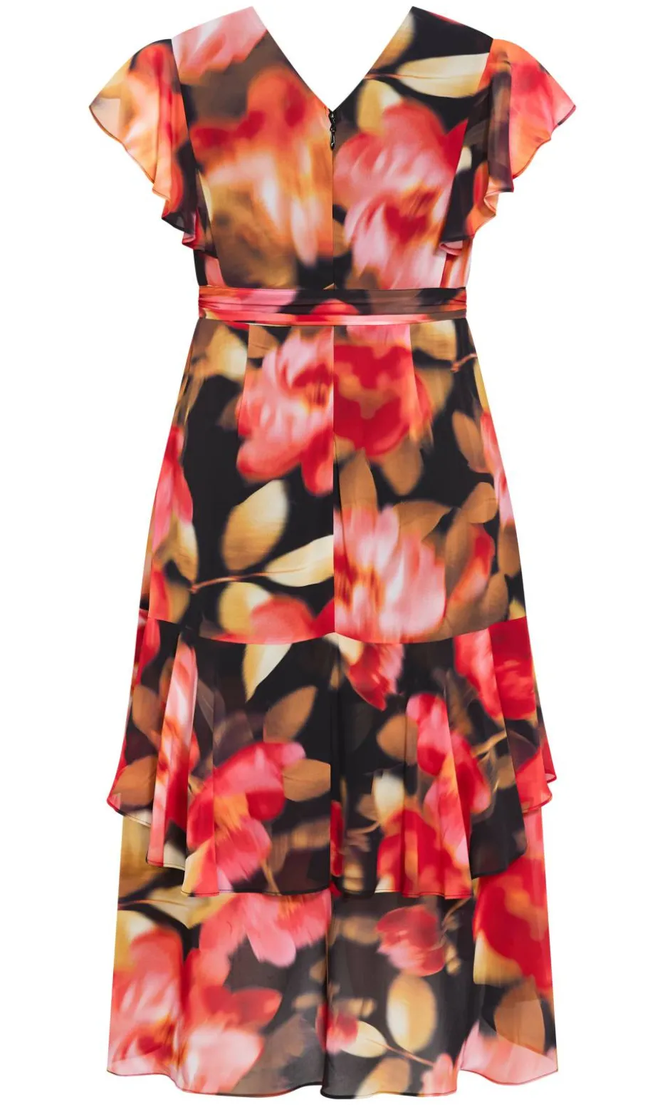 Demure Floral Maxi Dress - scarlet red