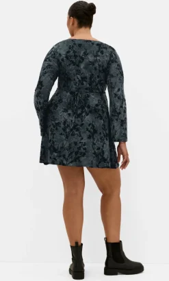 Devore Flock Print Mini Dress - smoke
