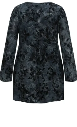 Devore Flock Print Mini Dress - smoke