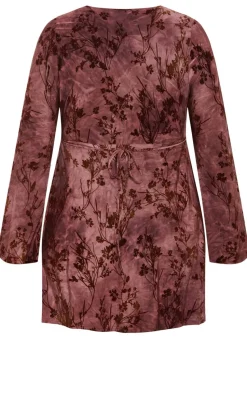 Devore Flock Print Mini Dress - choc cherry