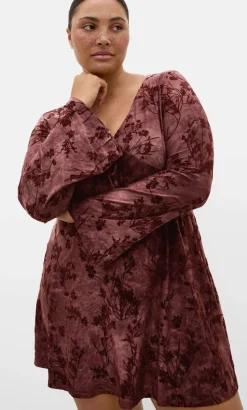 Devore Flock Print Mini Dress - choc cherry