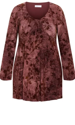 Devore Flock Print Mini Dress - choc cherry