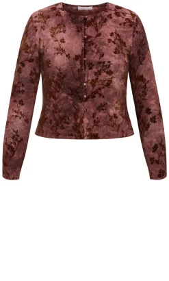 Devore Flock Print Top - choc cherry