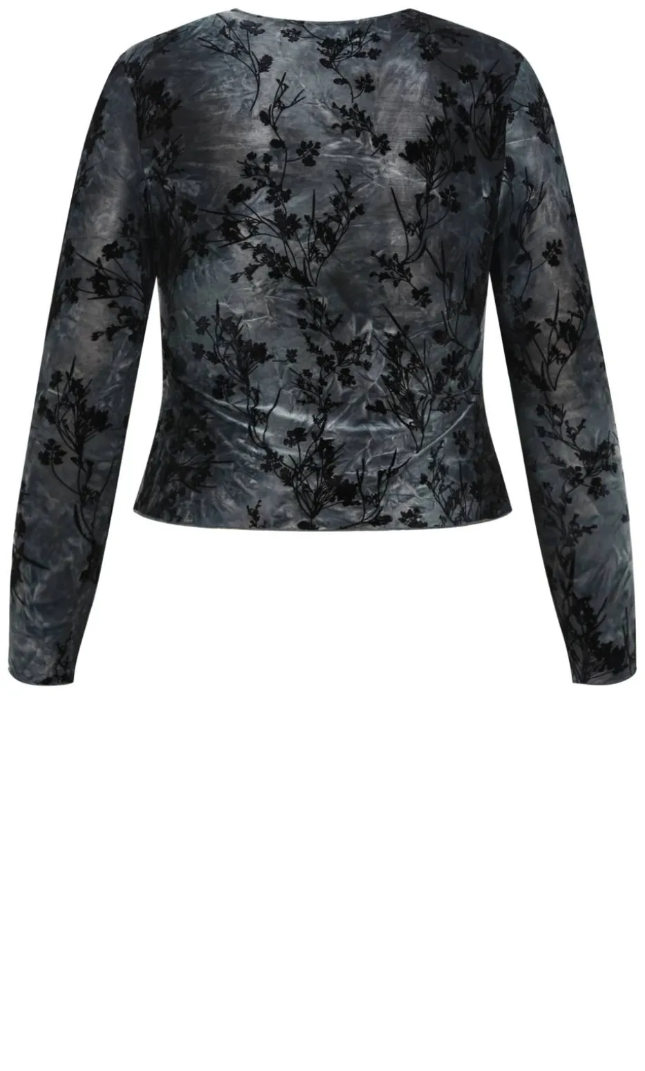 Devore Flock Print Top - smoke