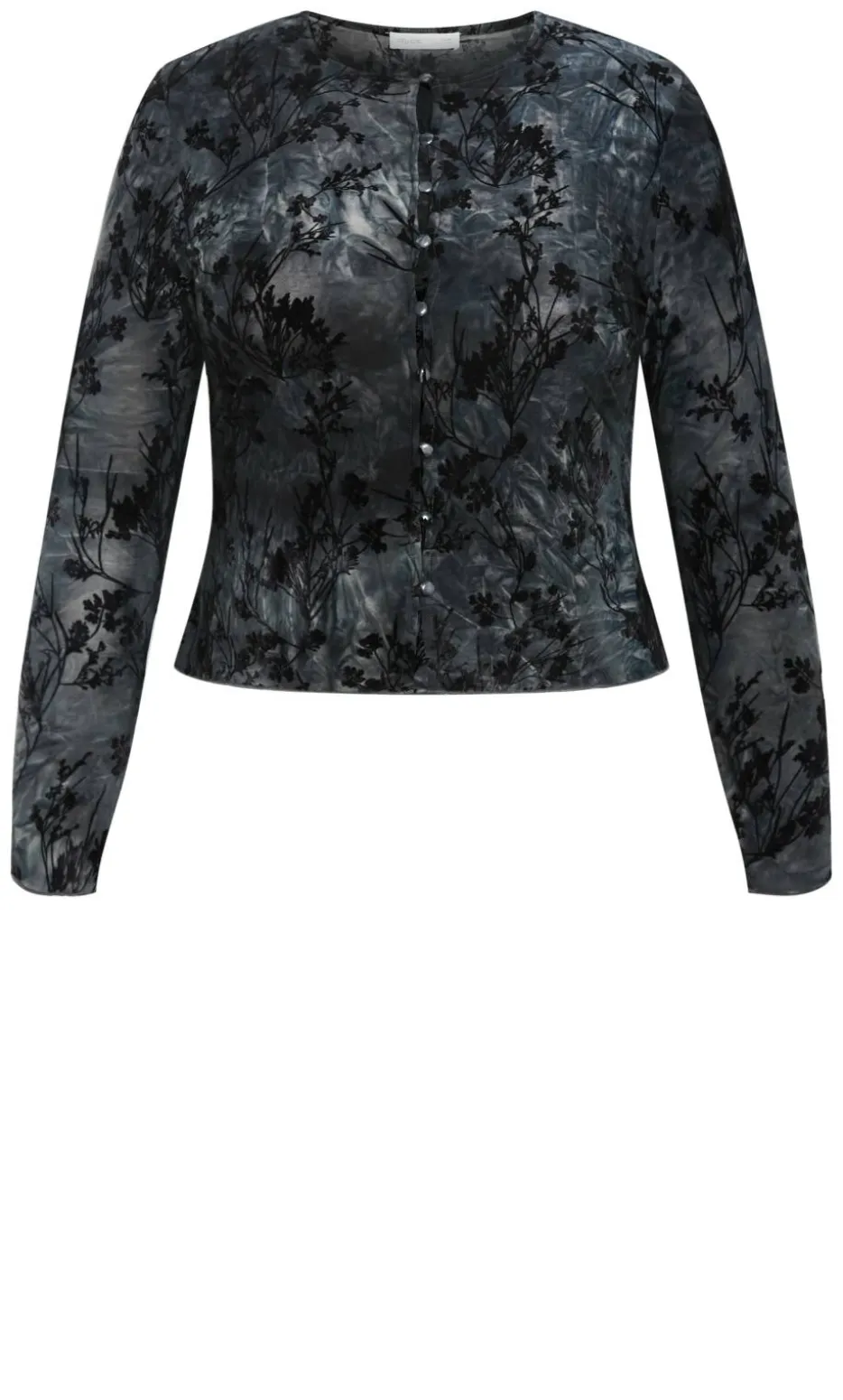 Devore Flock Print Top - smoke