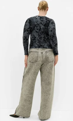 Devore Flock Print Top - smoke