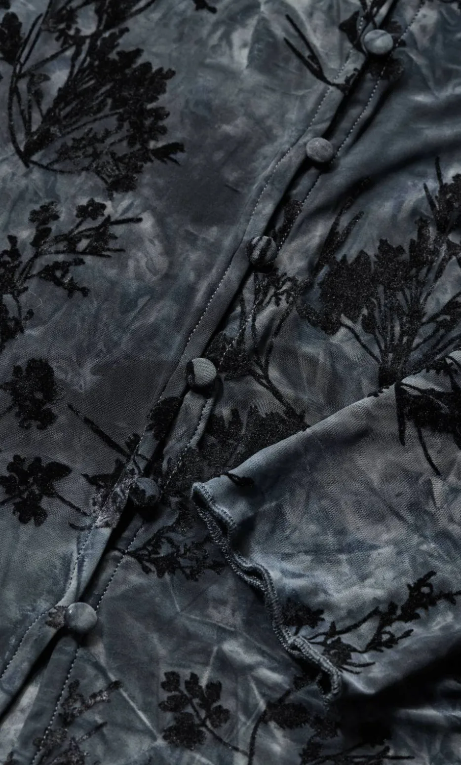 Devore Flock Print Top - smoke