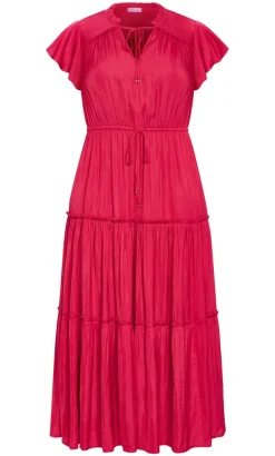 Drama Queen Flutter Sleeve Maxi Dress - raspberry