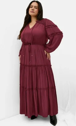 Drama Queen Long Sleeve Maxi Dress - wildberry