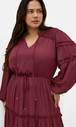 Drama Queen Long Sleeve Maxi Dress - wildberry