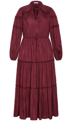 Drama Queen Long Sleeve Maxi Dress - wildberry