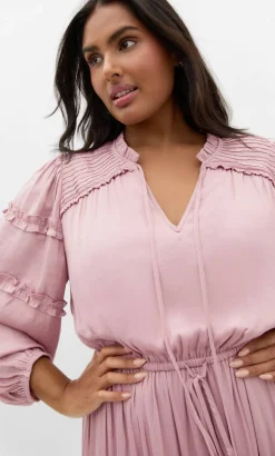 Drama Queen Long Sleeve Maxi Dress - dusty pink