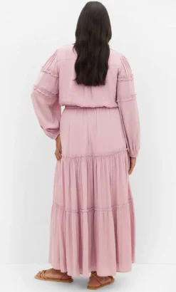 Drama Queen Long Sleeve Maxi Dress - dusty pink