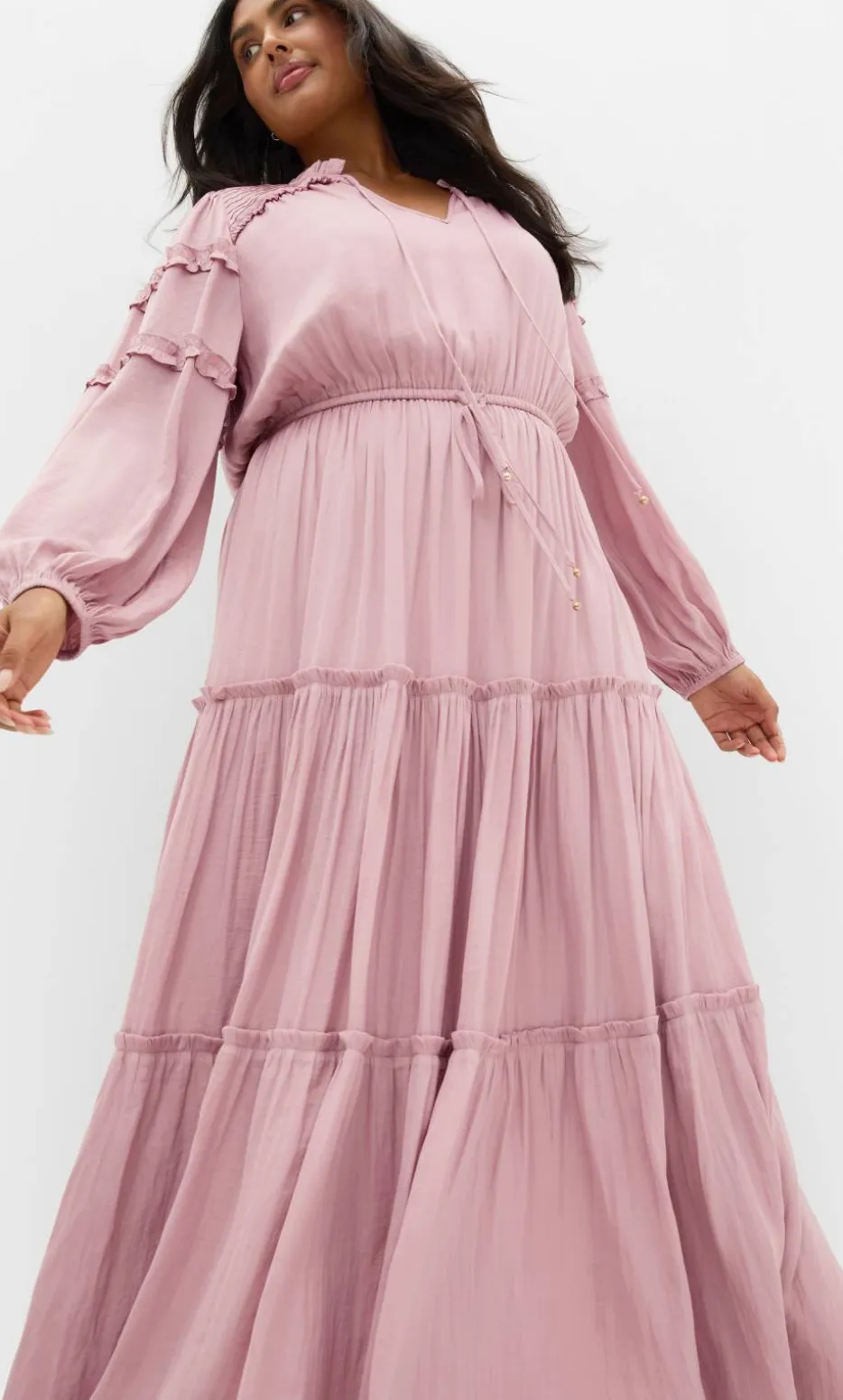 Drama Queen Long Sleeve Maxi Dress - dusty pink