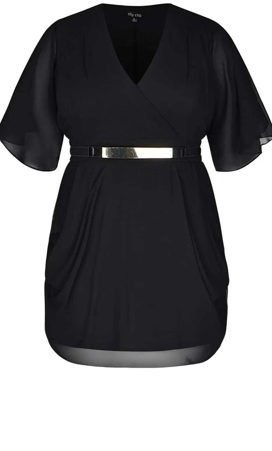 Drape Faux Wrap Mini Dress - black