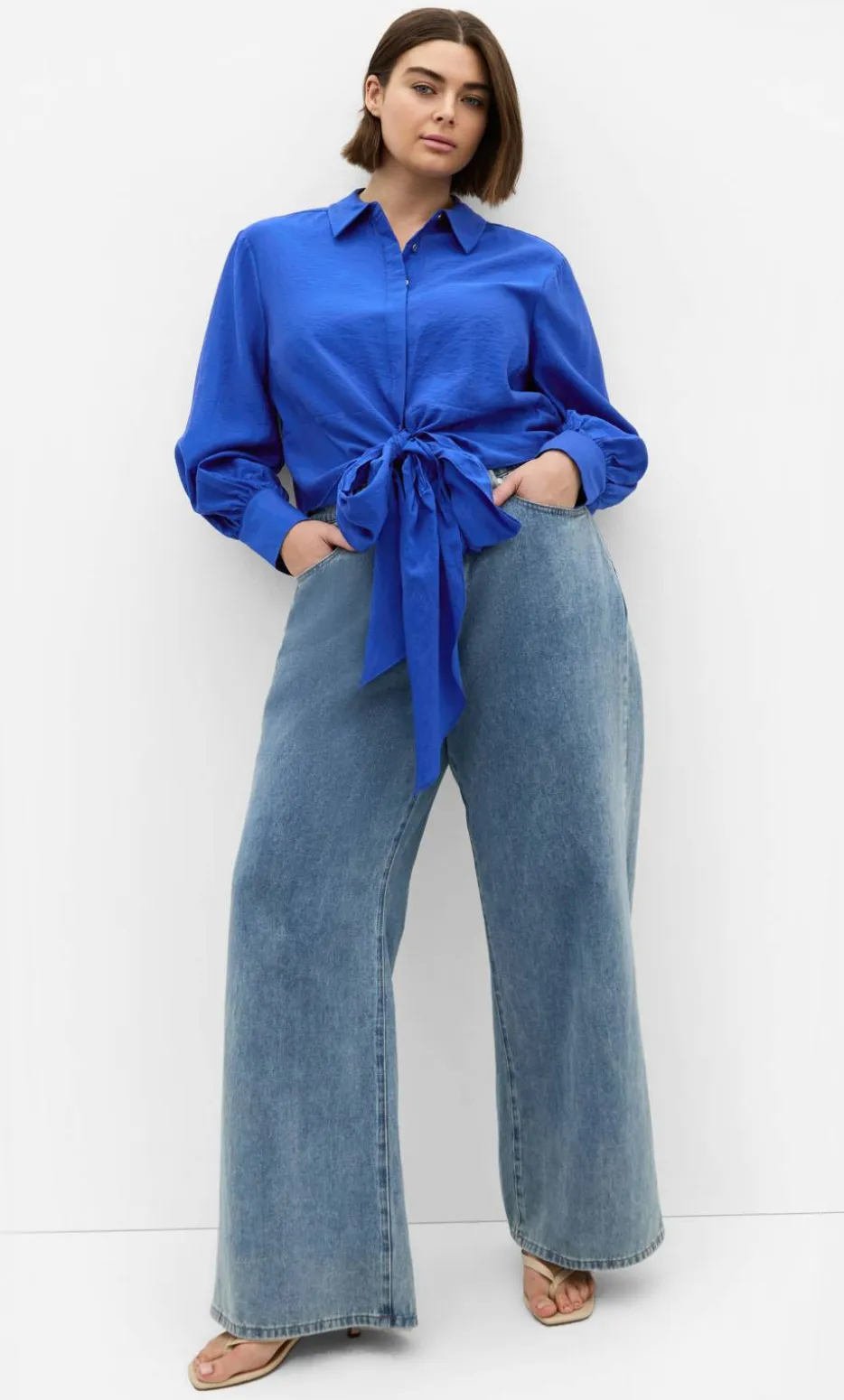 Elena Hem Detail Shirt - cerulean