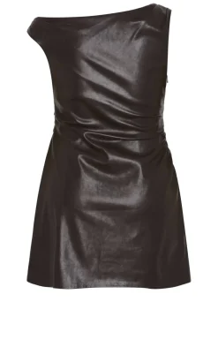 Elianna Faux Leather Mini Dress - espresso