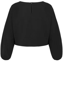 Elise Long Sleeve Hem Detail Top - black