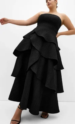 Elizabeth Tiered Frill Maxi Dress - black