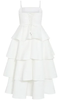Elizabeth Tiered Frill Maxi Dress - creme