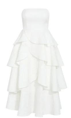 Elizabeth Tiered Frill Maxi Dress - creme