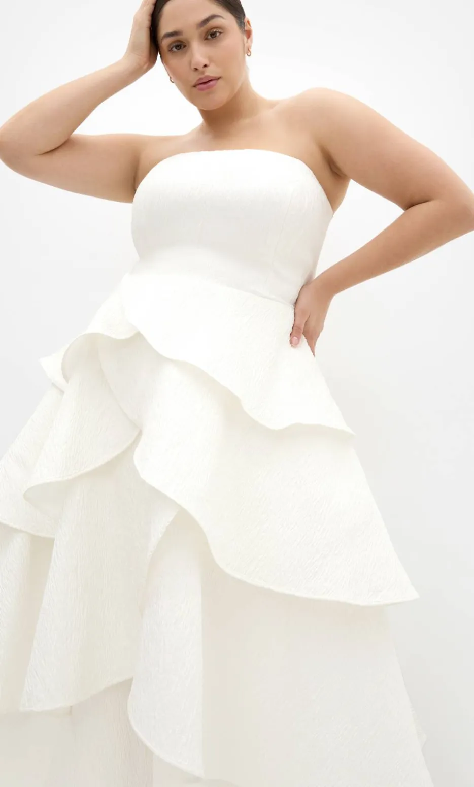 Elizabeth Tiered Frill Maxi Dress - creme