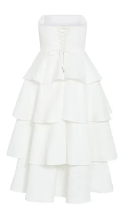Elizabeth Tiered Frill Maxi Dress - creme